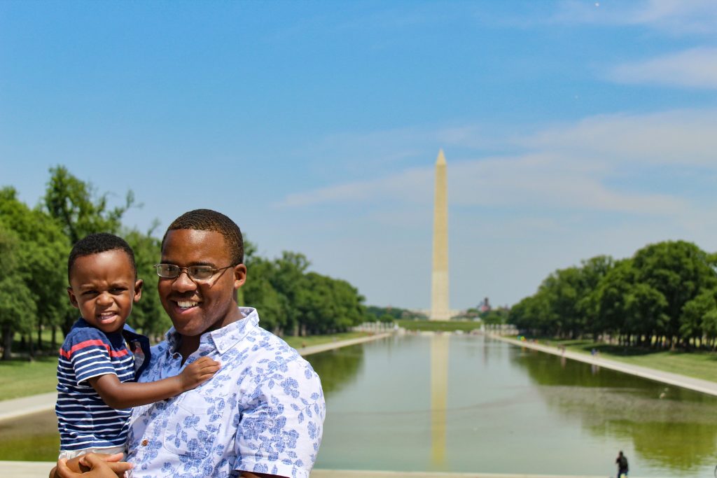 father and son at the national mall in Washington DC 